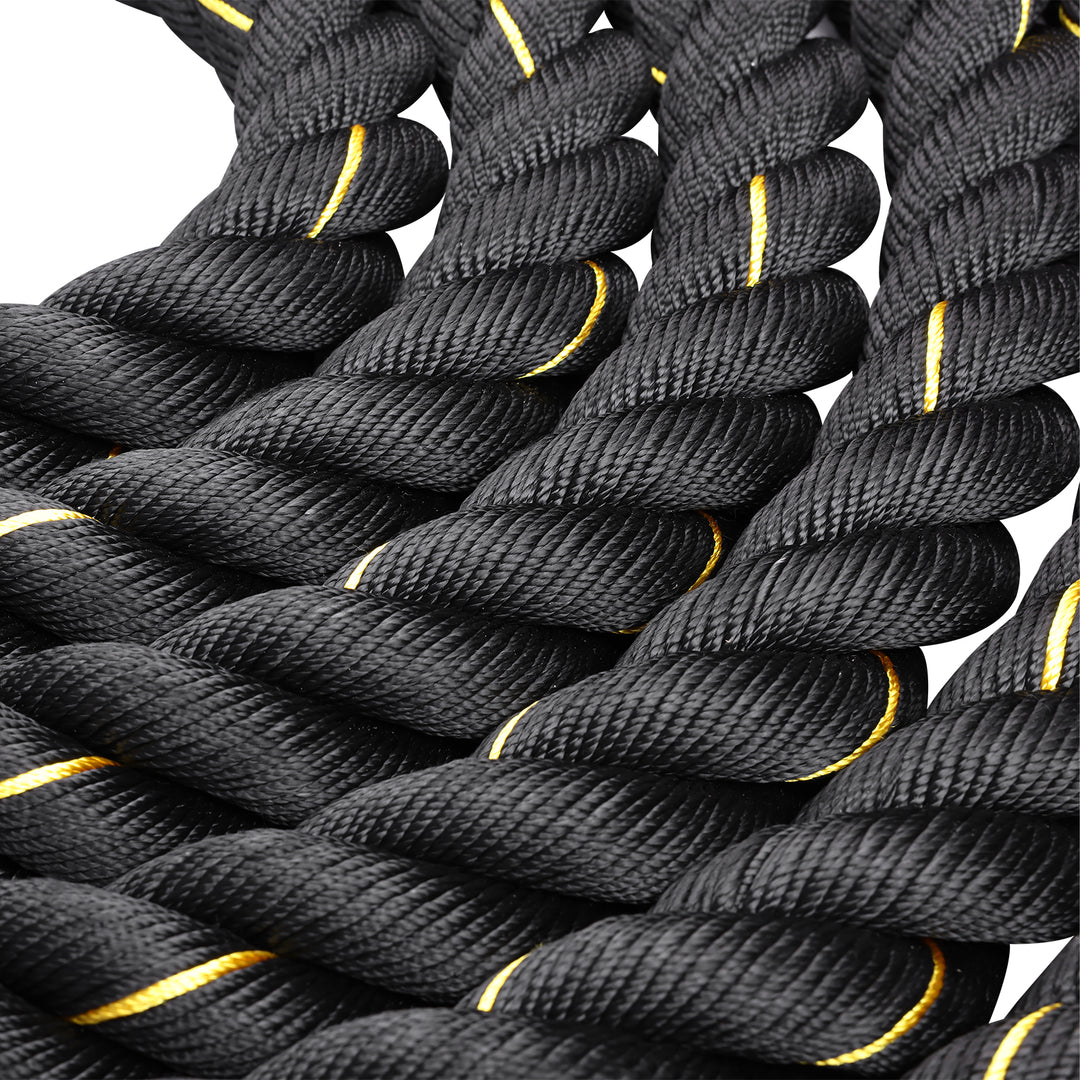 Cuerda Combate Crosstraining 12M x 50MM negro y amarillo - Fitness Tech